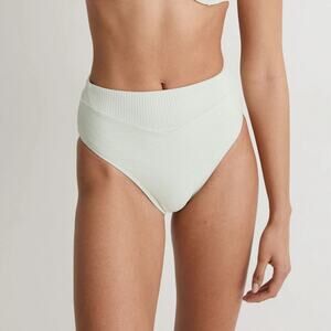 NWT Madewell Ribbed High Cut Minty Ice Bikini Bottoms Size Medium